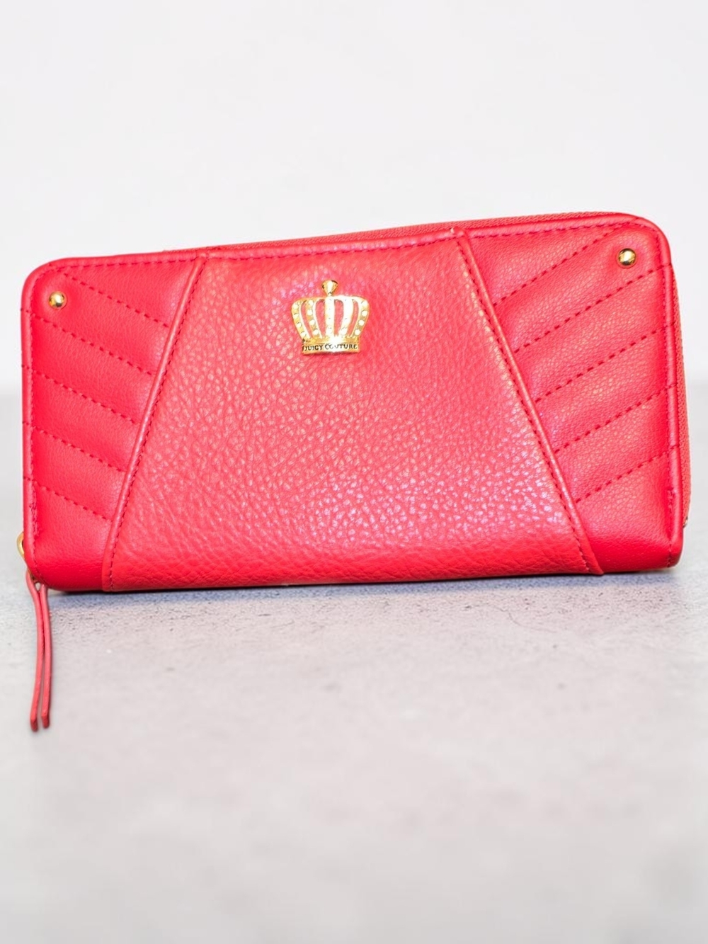 Juicy Couture Red Crown-Emblem Leather Zip Wallet